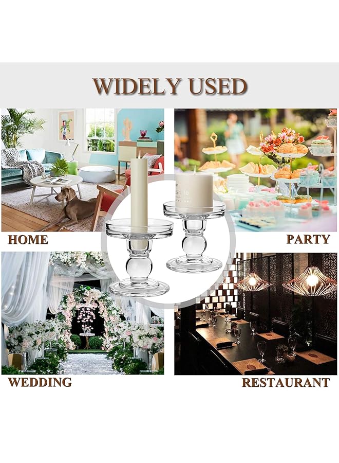 erorex Glass Candle Holder 3.5 Inch Tall Pillar Candle Holder Crystal Candle Holders Set Of 2 Candle Stand For Wedding Dining Birthday - Image 4