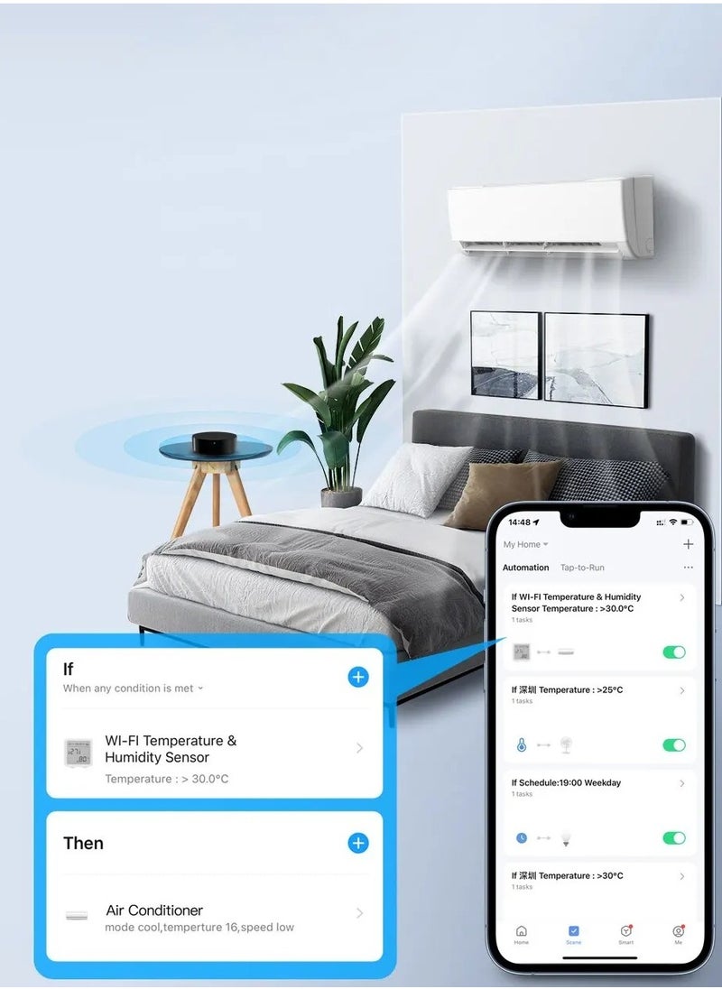Intelligent IR Remote Control, Voice Control App Remote Control With DIY Learning Function, Infrared Universal Remote Controller For Air Condition Fan TV Compatible With Alexa, Google Home