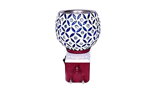Revwd Kapoor Dani Electrical Camphor Diffuser Glass with On/Off Switch to Toggle Between Burner and Lamp (Blue Leaf) - Image 2