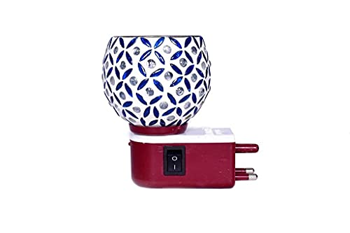Revwd Kapoor Dani Electrical Camphor Diffuser Glass with On/Off Switch to Toggle Between Burner and Lamp (Blue Leaf) - Image 3