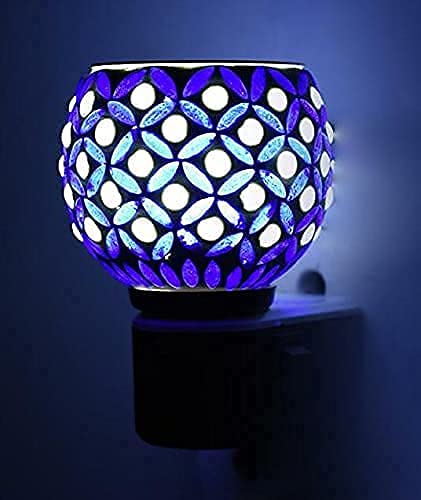 Revwd Kapoor Dani Electrical Camphor Diffuser Glass with On/Off Switch to Toggle Between Burner and Lamp (Blue Leaf) - Image 1