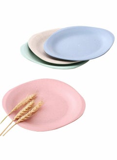 Y&D Set of 4 Bread Butter Wheat Straw Plates Dishwasher Microwave Safe Lightweight Durable Tableware for Party Children Toddler 19cm  - Image 1