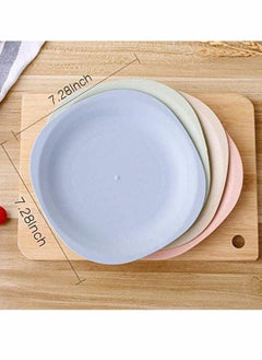 Y&D Set of 4 Bread Butter Wheat Straw Plates Dishwasher Microwave Safe Lightweight Durable Tableware for Party Children Toddler 19cm  - Image 3