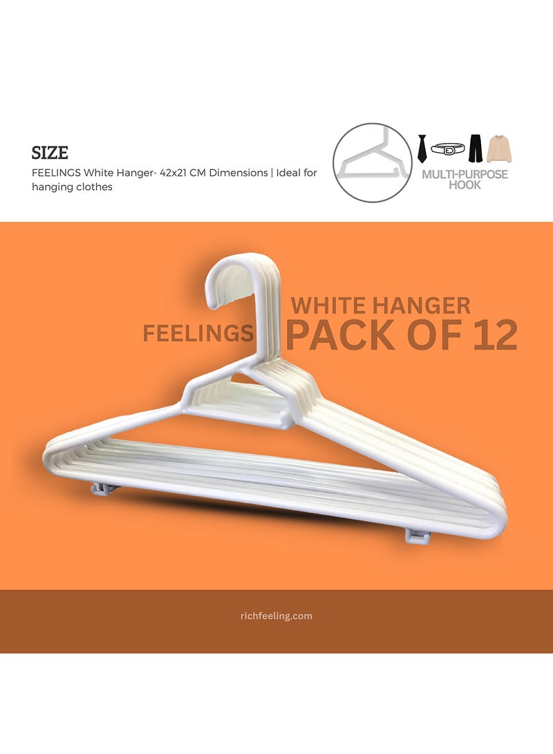 Feelings White Hanger Set - 12PCS Non-Slip Straight Clothes Hangers  - Image 3