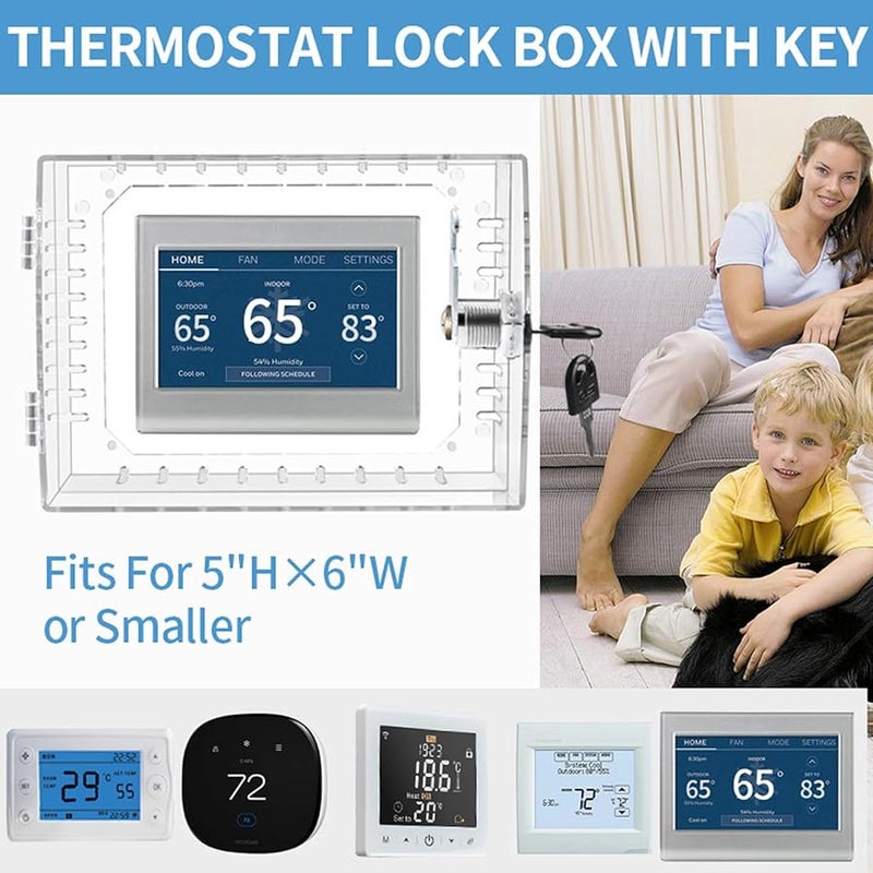 Thermostat Lock Box Wall Mount Cover With Key And Screws For Shared Space Safety - Image 5