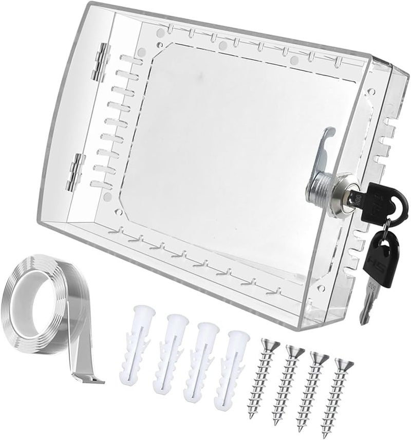 Thermostat Lock Box Wall Mount Cover With Key And Screws For Shared Space Safety - Image 2