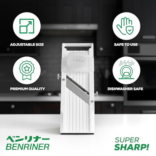 Benriner Mandoline Slicer, with 4 Japanese Stainless Steel Blades, BPA Free, 12.75 x 3.75-Inches - Image 2