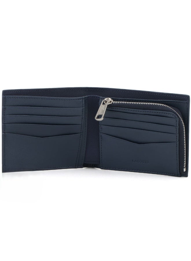 Lacoste Men’s Blue Genuine Leather Zip Wallet with Coin Pocket – Premium Luxury Compact Wallet - Image 2