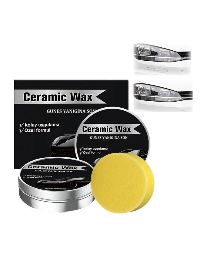 EOIRULA 2PCS Titanium Ceramic Wax Cream, Strong Protection Car Coating Polishing Wax, Auto Car Scratch Repair Remover Paste, Polish Vehicle Paint Care, Lasting Protection Mild Formula Polish With Sponge - Image 1