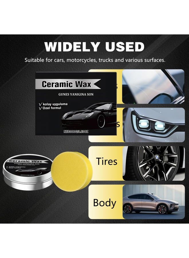 EOIRULA 2PCS Titanium Ceramic Wax Cream, Strong Protection Car Coating Polishing Wax, Auto Car Scratch Repair Remover Paste, Polish Vehicle Paint Care, Lasting Protection Mild Formula Polish With Sponge - Image 5