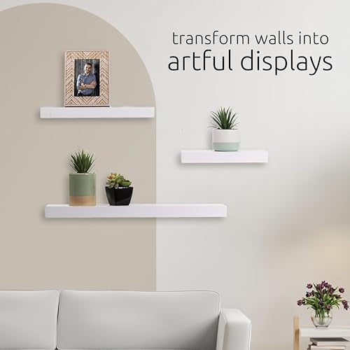 Kiera Grace Stockholm Maine Floating Wall Shelves - White, 12", 16", 24", Set of 3 - Image 3