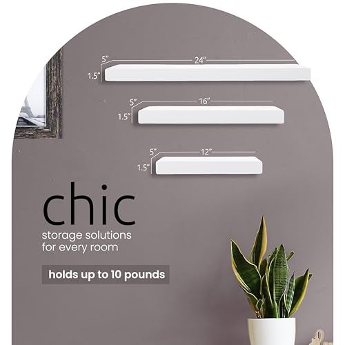 Kiera Grace Stockholm Maine Floating Wall Shelves - White, 12", 16", 24", Set of 3 - Image 2