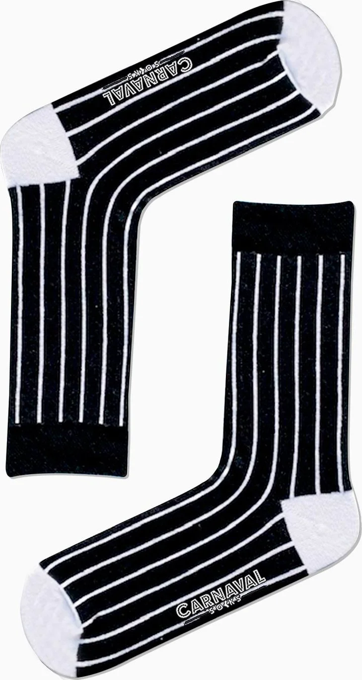 Carnaval Socks White Vertical Stripe Patterned Colorful Socks