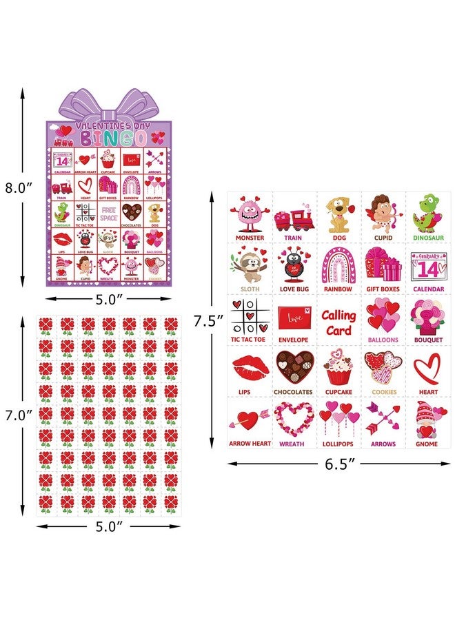 Fancy Land Valentines Day Bingo Game for Kids 24 Players Die-Cut Valentine’s Day Classroom Party Activities Game - Image 2