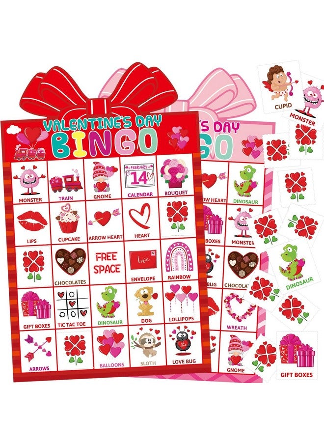 Fancy Land Valentines Day Bingo Game for Kids 24 Players Die-Cut Valentine’s Day Classroom Party Activities Game - Image 1