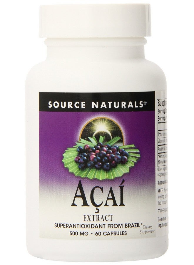 Source Naturals مستخلص أكاي من سورس ناتشورالز 500 ملغ كبسولة، 60 عدّ - Image 1