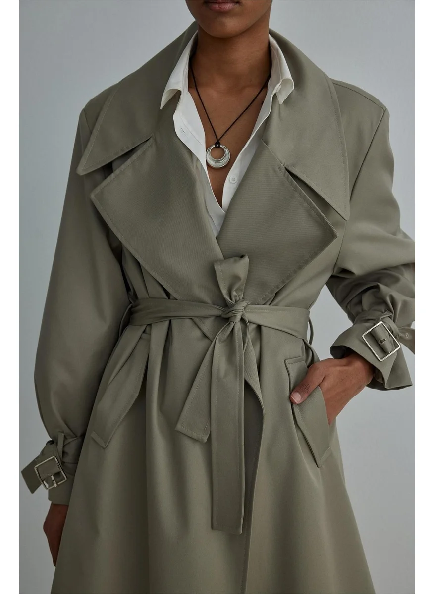 سود كوليكشن Light Khaki Rowe Gabardine Trench Coat