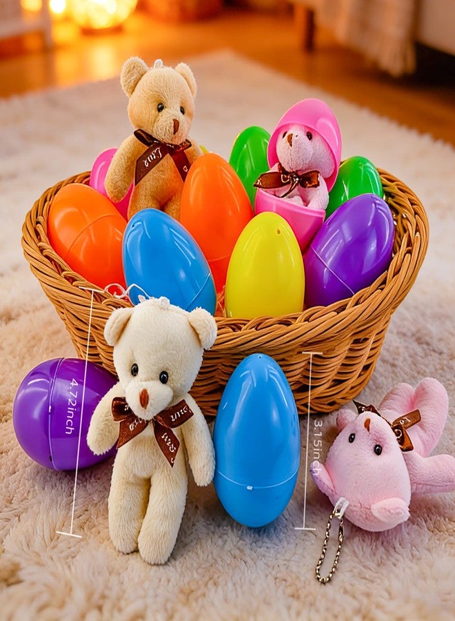 Abakuku 12 Pcs Prefilled Easter Eggs Plush Toy,3.15in Bright Colorful Eggs Prefilled with Variety Plush Toy Easter Basket Stuffers Party Favors Gift Bags - Image 2