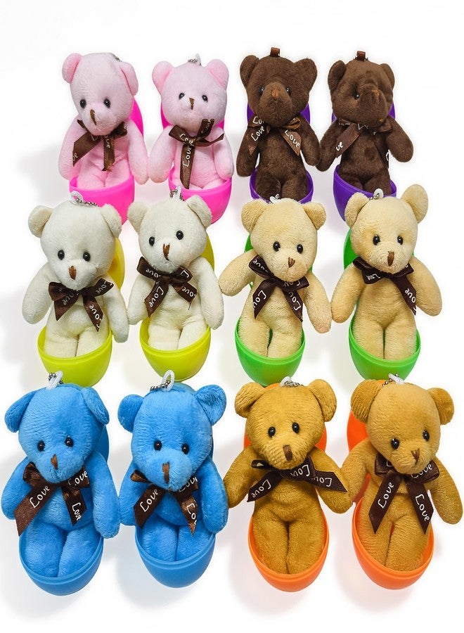 Abakuku 12 Pcs Prefilled Easter Eggs Plush Toy,3.15in Bright Colorful Eggs Prefilled with Variety Plush Toy Easter Basket Stuffers Party Favors Gift Bags - Image 1