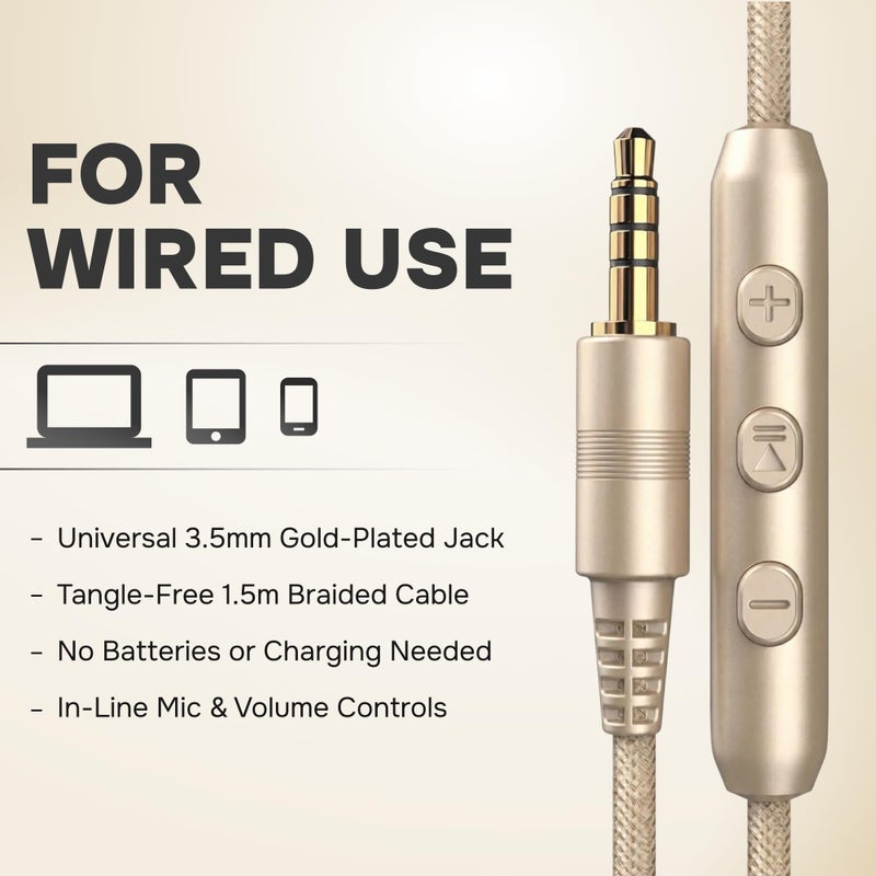 ARTIX CL750 Wired Headphones with Mic & Volume Control â€” Noise Isolating On-Ear Headphones for Computer and Laptop Wired, Plug in Corded Headphone with Wire (Foldable, Aux Jack 3.5mm) - Image 3