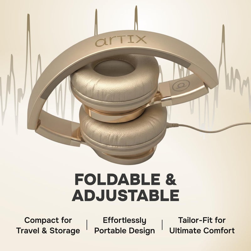 ARTIX CL750 Wired Headphones with Mic & Volume Control â€” Noise Isolating On-Ear Headphones for Computer and Laptop Wired, Plug in Corded Headphone with Wire (Foldable, Aux Jack 3.5mm) - Image 5