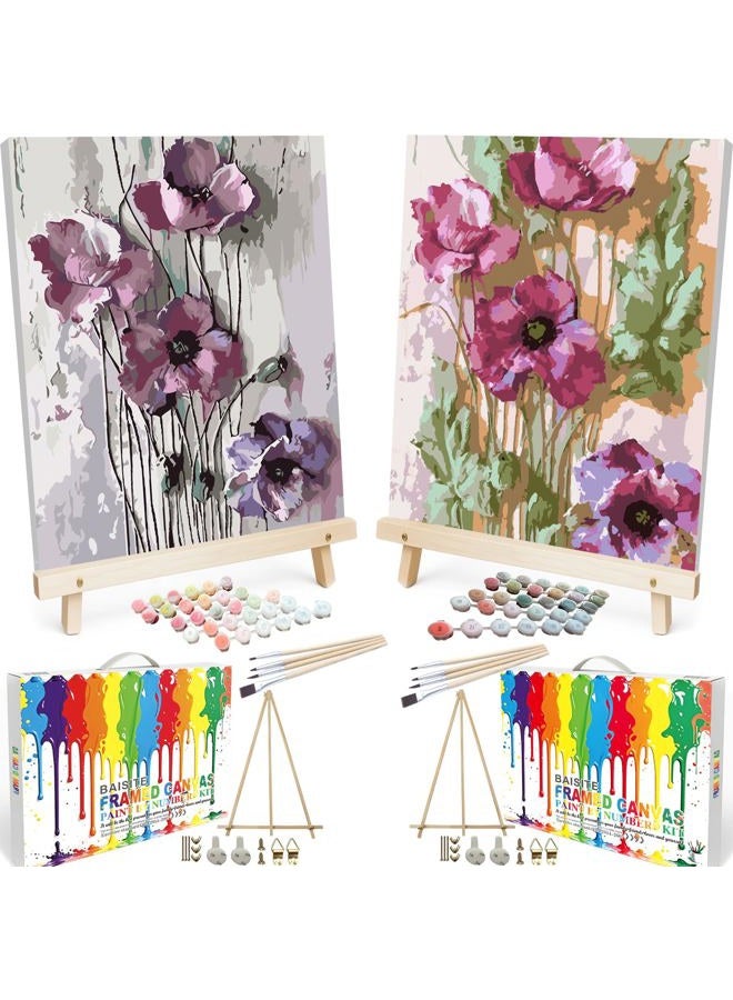 BAISITE Paint by Numbers Kit for Adults Beginners,16" Wx20 L 2 Pack Canvas for Painting Kits for Adults in Colorful Box 6566 Already Framed - Image 1