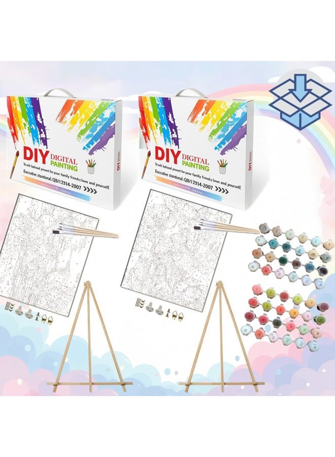 BAISITE Paint by Numbers Kit for Adults Beginners,16" Wx20 L 2 Pack Canvas for Painting Kits for Adults in Colorful Box 6566 Already Framed - Image 3