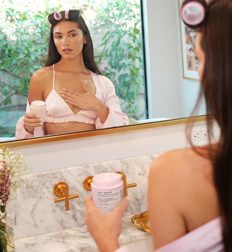 Truly Beauty Soft Serve After Shave Plump Cream | Hydrating & Plumping Cream for Post-Shave Smoothness | With Hyaluronic Acid & Peptides for Firm, Youthful Skin | Strawberry, Vanilla & Amber Scent - Image 3