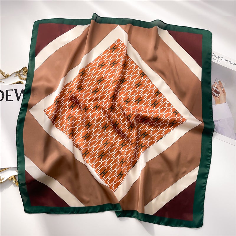 Factory wholesale scarves ladies scarf shawls 70cm Korean small square silk satin printed spring and summer sunscreen scarf  - Image 1