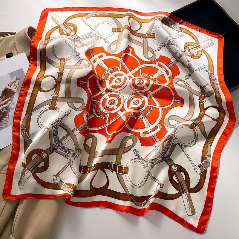 Factory wholesale scarves ladies scarf shawls 70cm Korean small square silk satin printed spring and summer sunscreen scarf  - Image 5