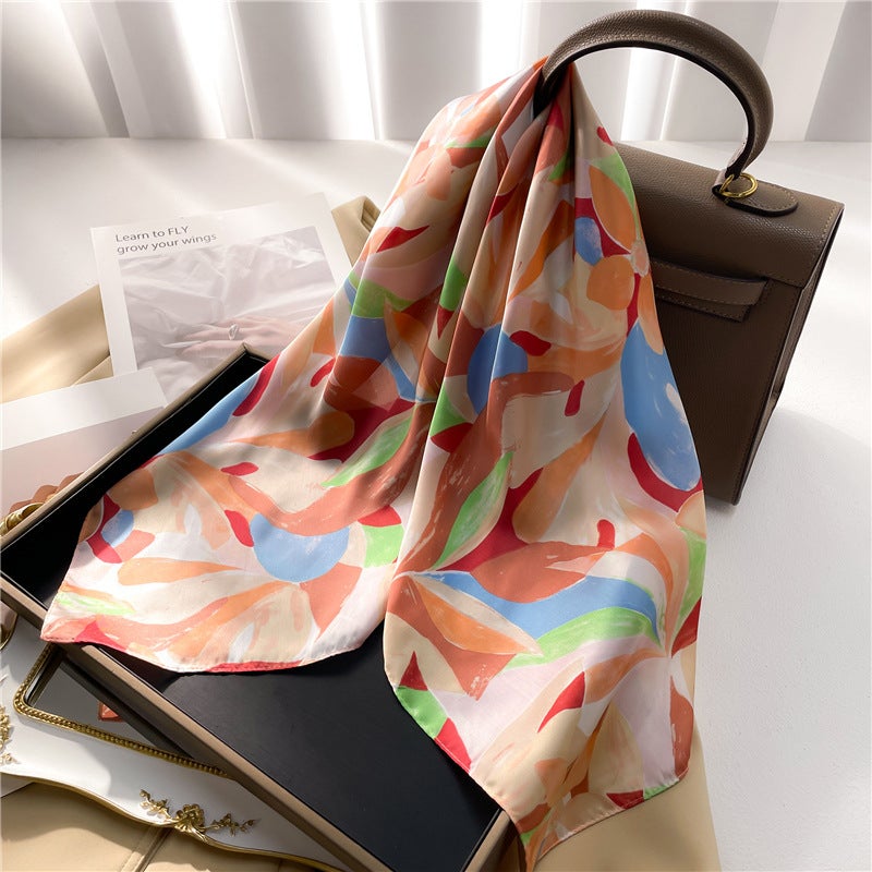 Factory wholesale scarves ladies scarf shawls 70cm Korean small square silk satin printed spring and summer sunscreen scarf  - Image 2