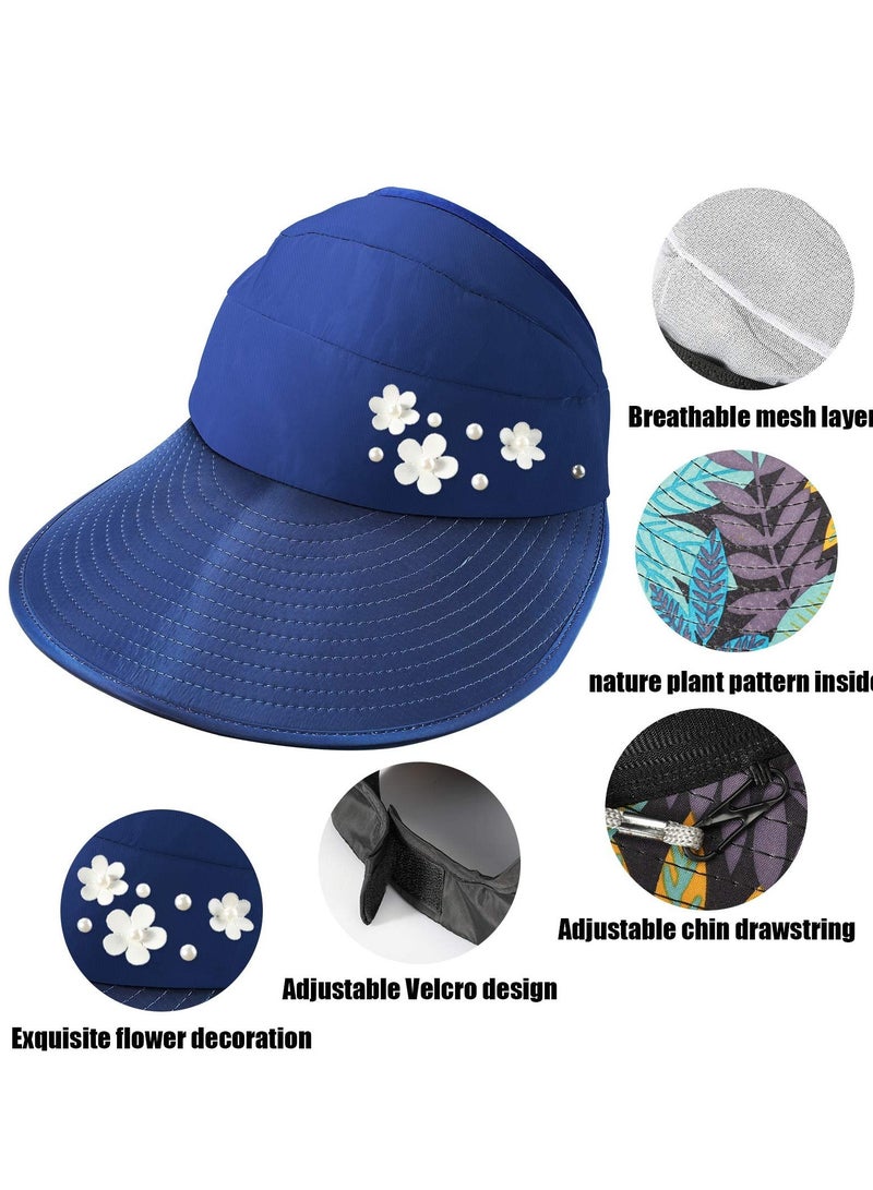 KASTWAVE Sun Hats for Women Wide Brim, Summer Beach Hat UV Protection Sun Ray, Foldable Visor Floppy Adjustable Ponytail Hat for Hiking Camping Fishing Safari (Pack of 4) - Image 4