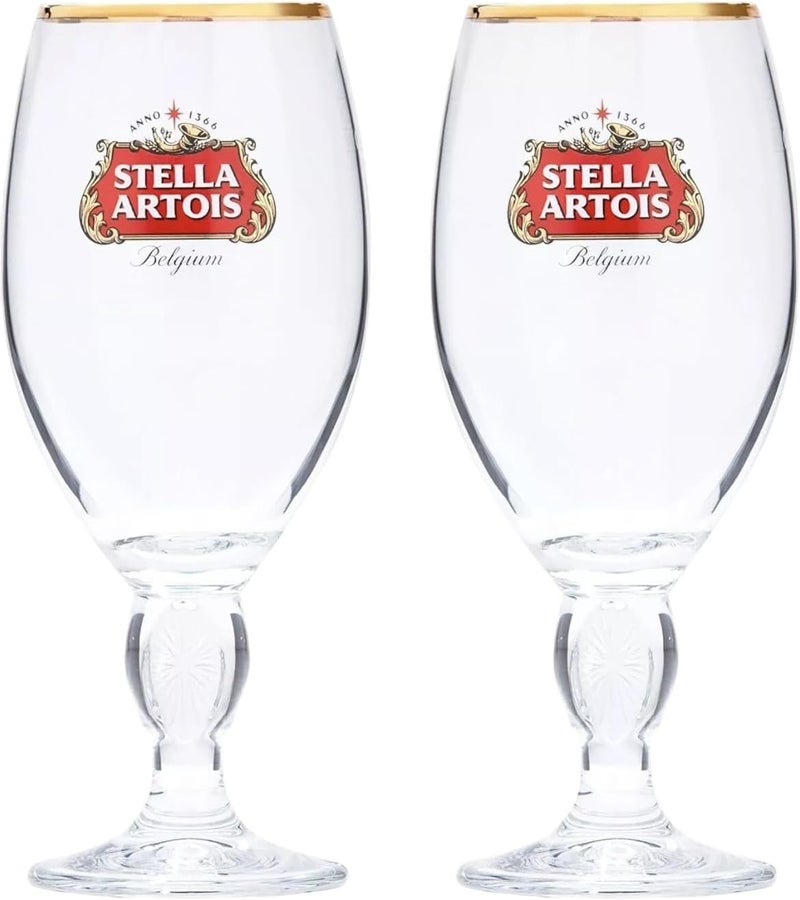 Stella Artois 2-Pack Original Glass Chalice, 33cl - Classic Beer Glasses - Image 1