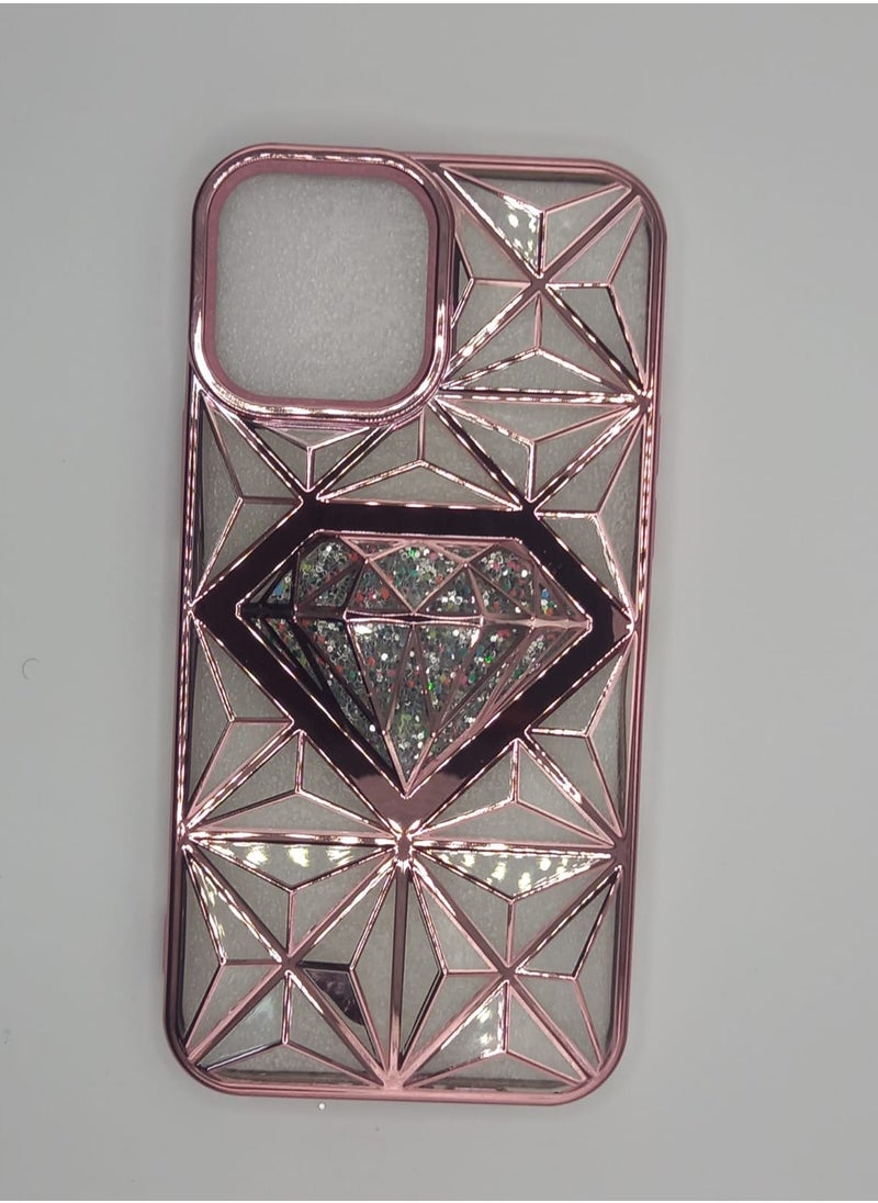 Undefined Transparent Pink Back Cover For IPhone 12 Pro Max With A Diamond Shape  - Image 1