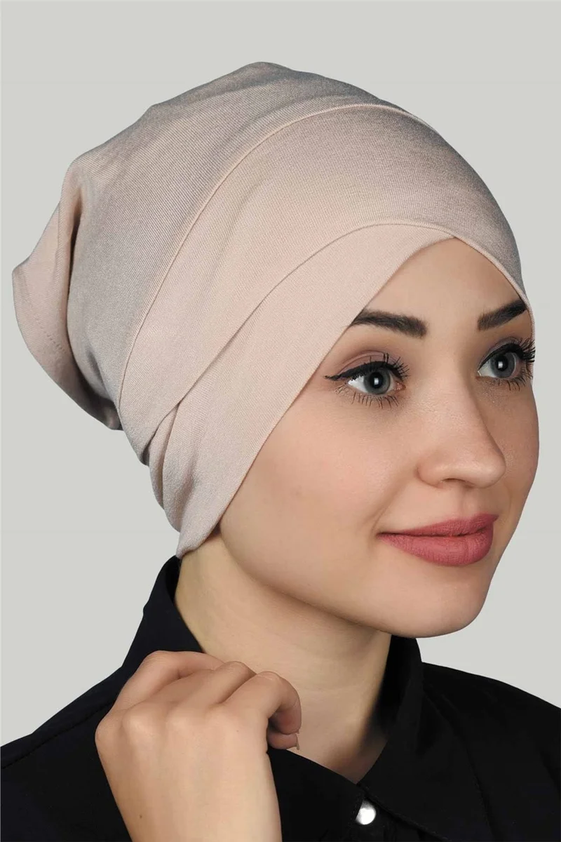 التوبة Cross Outer Hijab Bonnet Combed Cotton - Beige
