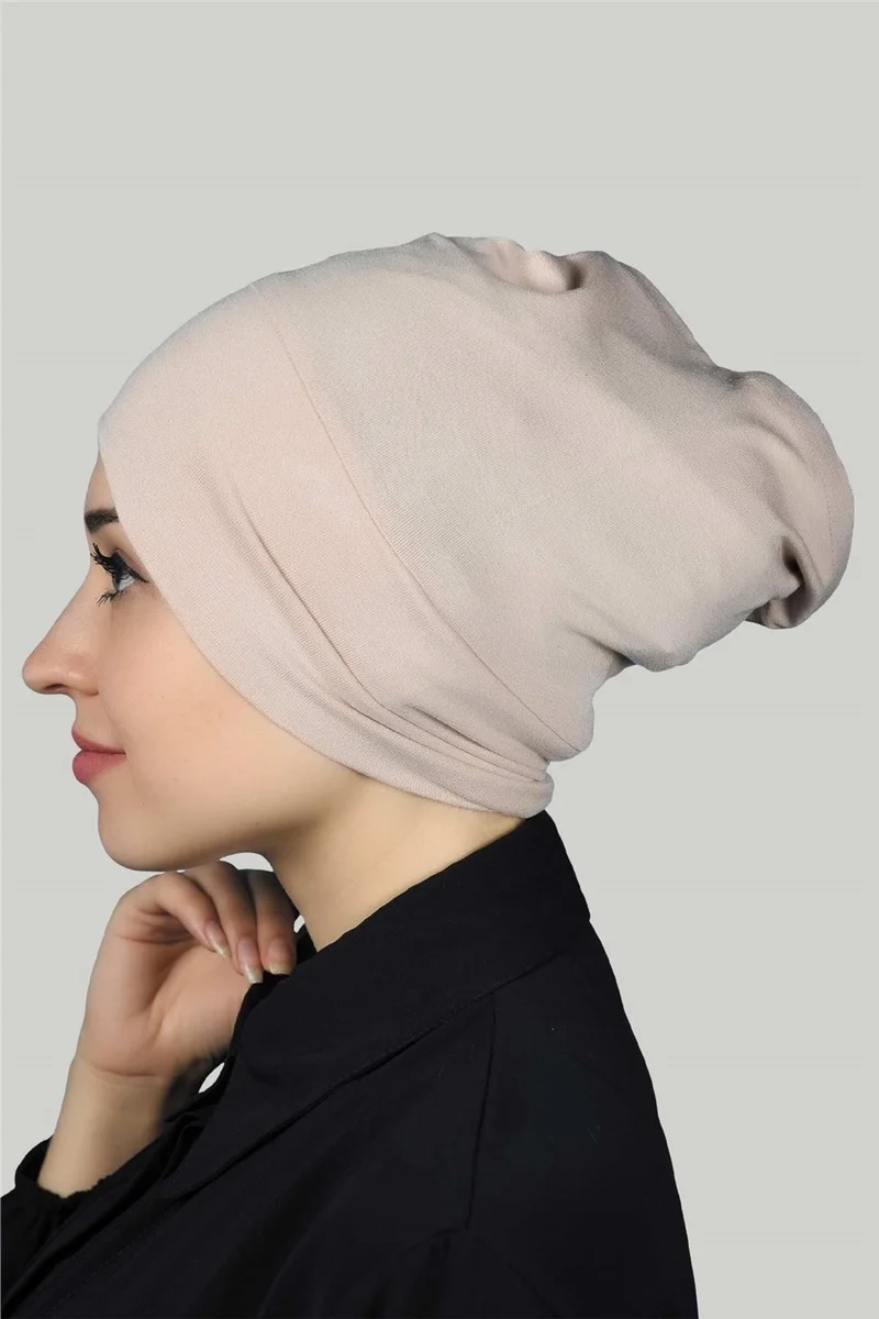 التوبة Cross Outer Hijab Bonnet Combed Cotton - Beige