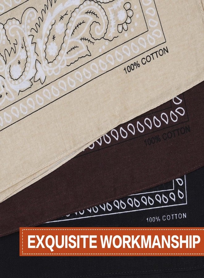 Raylarnia 100% Cotton Large Bandanas for Men and Women, 22 Inch Paisley Bandana with Multiple Colors (Black/Khaki/Brown) - Image 2