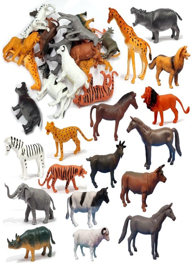 BABRO - 16 Pcs Farm & Wild Animal Mix Toy Set | Rubber Animal Figures Collection | Educational Kids Toys - Image 1