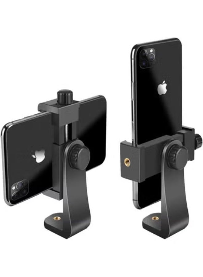Tripod Mount & Cell Phone Holder Clip – 1/4 Inch Screw Adapter – 360° Rotation – 2 in 1 Smartphone Clamp - Image 2