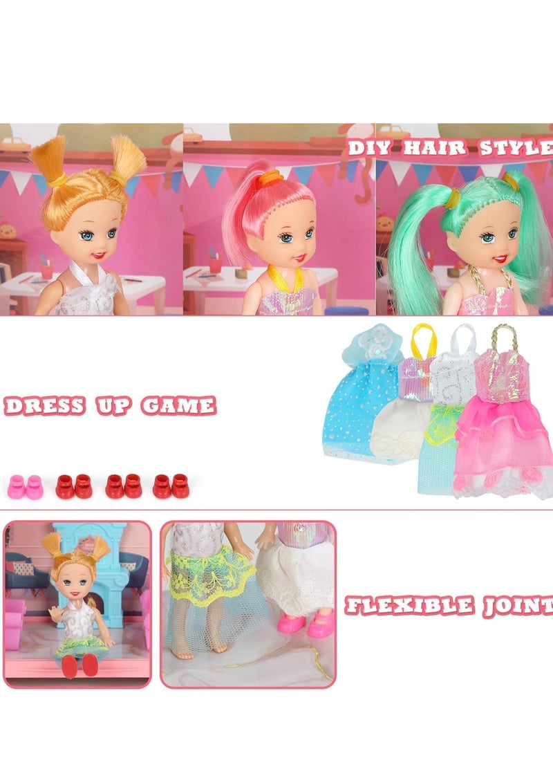 Generic Doll House Dream Dollhouse for Girls Pretend-Play DIY Dollhouse Kit - 4-Story 11 Rooms Playhouse with 4 Dolls Toy Figures Furniture and Accessories Set  - Image 2