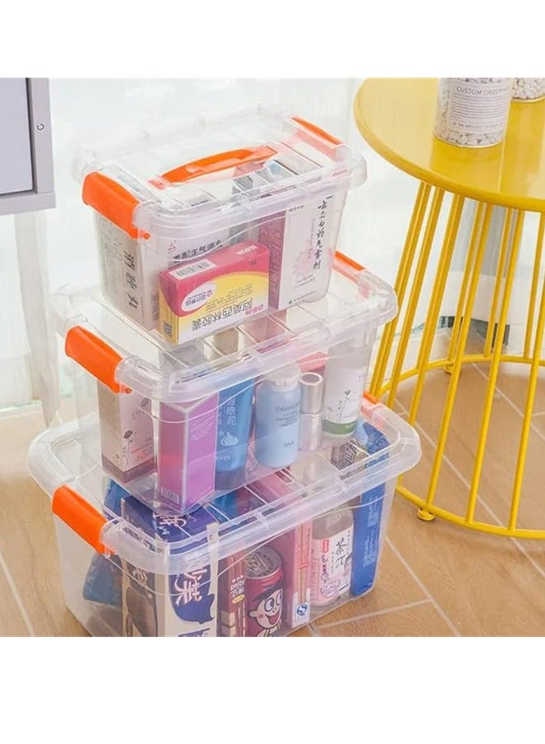 4pcs Plastic Storage Boxes, 15L Clear Stackable Containers With Lockable Lids, Clear Plastic Organizer – Transparent Box Storing Toys, Shoes, Kitchen Items, Snacks, Tools, Medicine  - Image 4
