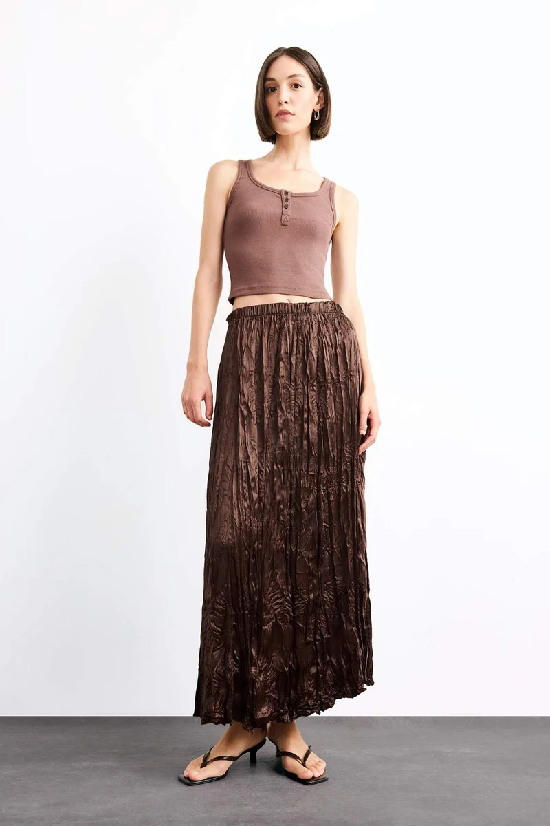 DeFacto Relax Fit Satin Elastic Band Skirt