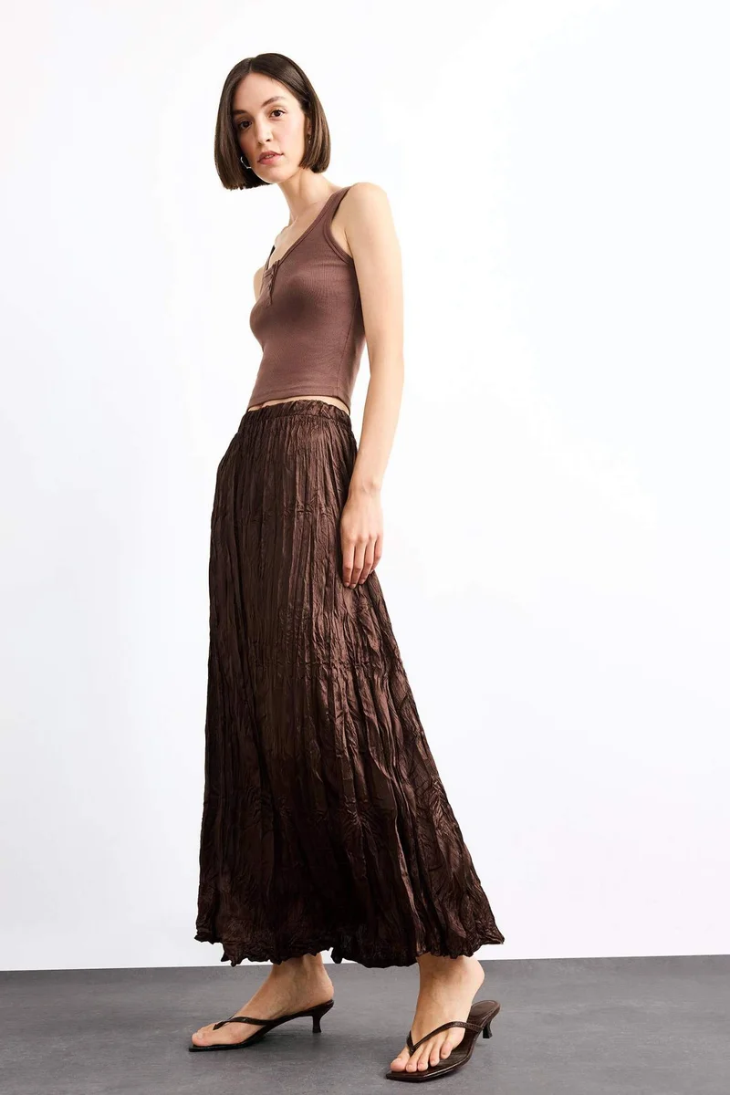 DeFacto Relax Fit Satin Elastic Band Skirt