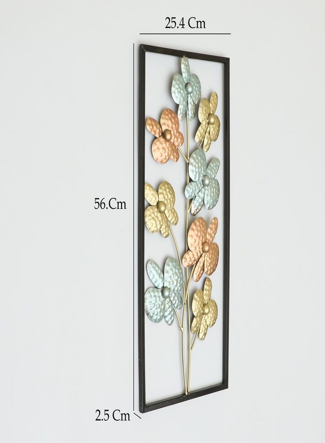 vedas Multicolor Metal Rectangular Kanak Flower Wall Frame, Wall Decor Mounted Hanging Sculpture Wall Art for Living Room Bedroom, Dining Room, Hallway, Hotel Office Entryway, Home Decor (Size: 10 X 22 Inches) - Image 3