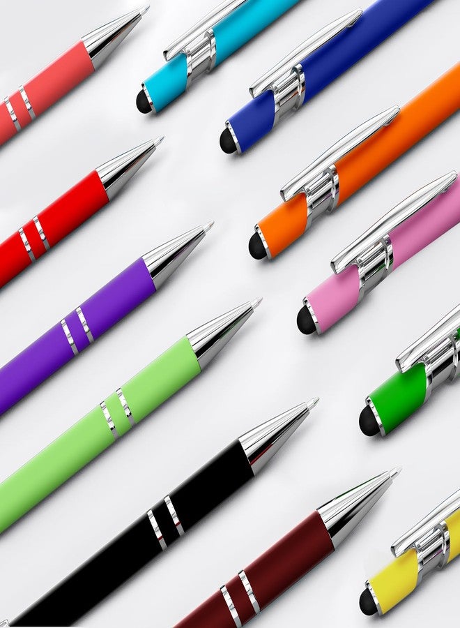 TechMark Ballpoint Pen with Stylus Tip, Soft Touch Click Metal Pen, Smooth Writing Black Ink, for Touch Screens, 12 Pack (Mixed Colors) - Image 5