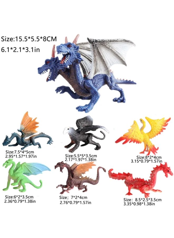Double Headed Dragon Set Fantasy Mythological Model Figures Desktop Decoration Gift - Image 1