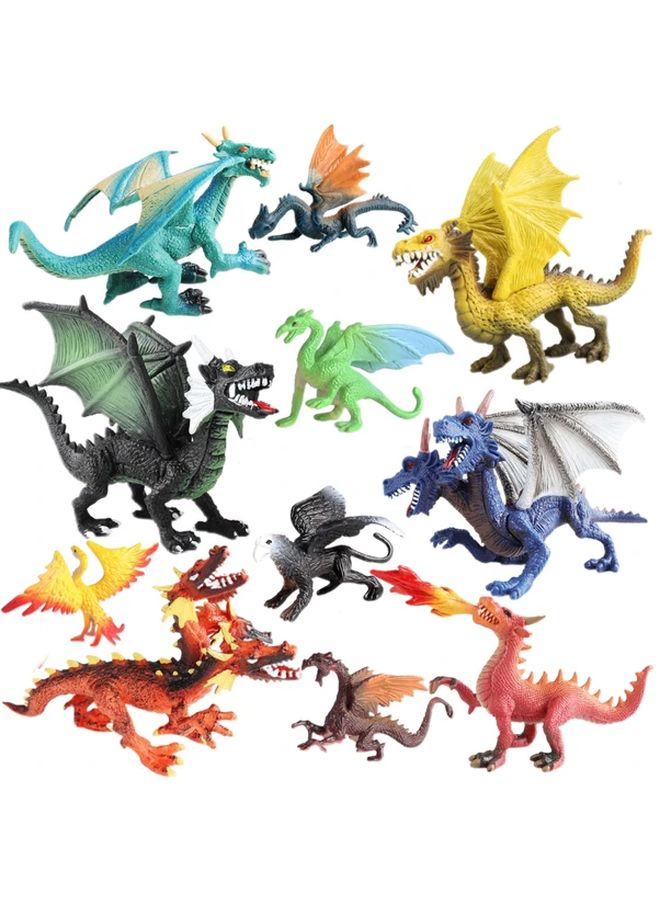 Double Headed Dragon Set Fantasy Mythological Model Figures Desktop Decoration Gift - Image 2