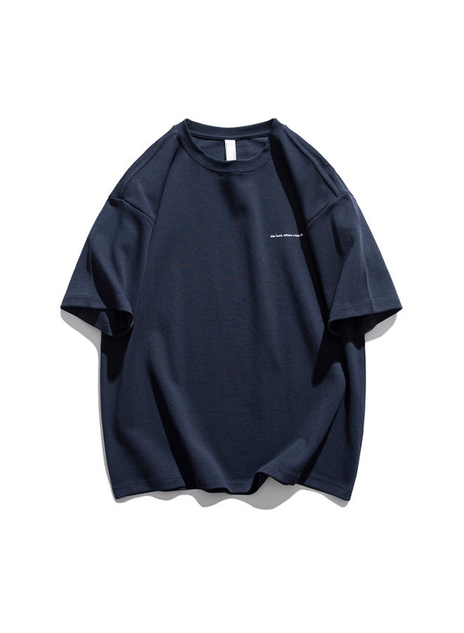 Izexx American 300g Heavy Solid Color Short Sleeve T-shirt Men's Fashion Brand Loose Summer All-match Base Shirt Plus Size Top - Image 1