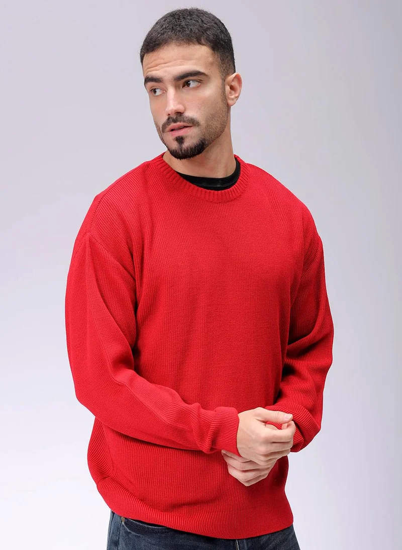 The Indian Garage Co Men Oversized Solid Crew Neck Sweater