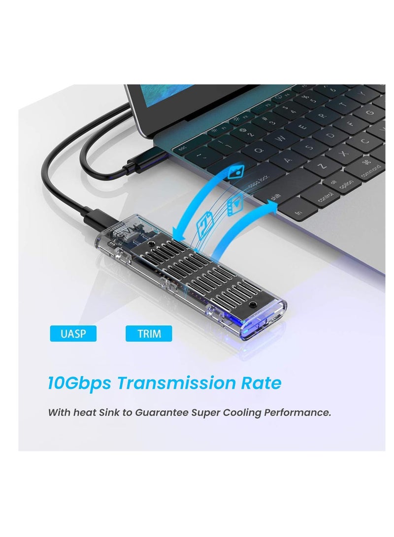 EVM External Enclosure with USB 3.1 Gen 2 - M.2 SATA and SSD - Type-C to C and USB-C Cable - 10Gbps Data Transfer - Compatible with 2280 2260 2242 2230 SSD - (EVM-CG-003) - Image 2